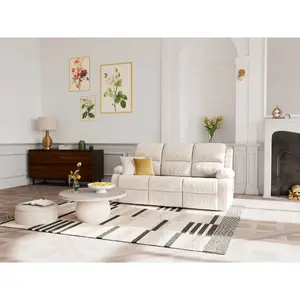 BESTMOBILIER Armand - Canapé 3 places relax électrique en velours côtelé - Beige pas cher