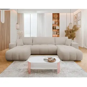 Bestmobilier Nicole - Canapé panoramique en U 7 places convertible ave... pas cher