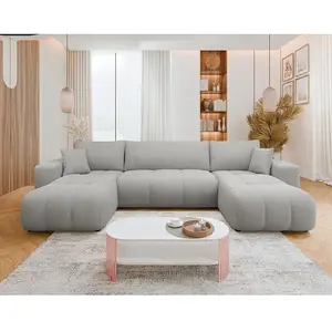 Bestmobilier Nicole - Canapé panoramique en U 7 places convertible ave... pas cher