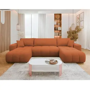 Bestmobilier Nicole - Canapé panoramique en U 7 places convertible ave... pas cher