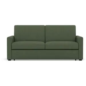 Bestmobilier Canapé droit convertible 3 places en tissu vert pas cher
