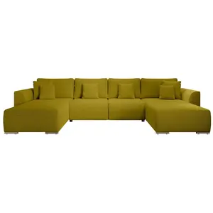 Comparateur de prix : Bestmobilier Canapé panoramique 7 places En U en Tissu texturé Vert