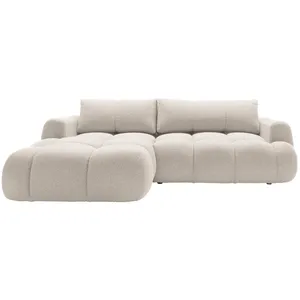 BESTMOBILIER Canapé d'angle gauche convertible 4 places en tissu bouclette beige pas cher