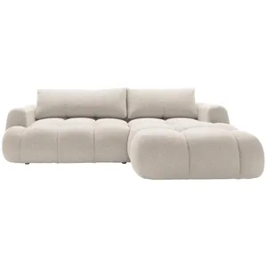BESTMOBILIER Canapé d'angle convertible 4 places en tissu bouclette beige