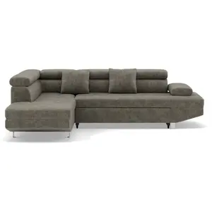 BESTMOBILIER Canapé d'angle gauche convertible 5 places en velours texturé vert pas cher
