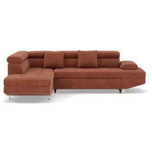 Bestmobilier Canapé d'angle gauche convertible 5 places en velours texturé
