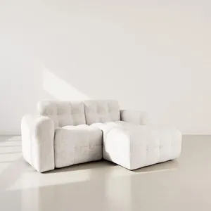 Diane - Canapé d'angle droit 4 places en velours texturé - Beige pas cher