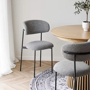 Comparateur de prix : Erica - lot de 2 chaises en tissu bouclette - pieds en acier - Gris