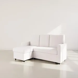 Canapé d'angle réversible convertible 4 places en tissu bouclette