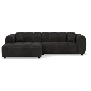 Lisa Design - Curtis - Canapé D'Angle Gauche 4 Places En Simili - Noir pas cher