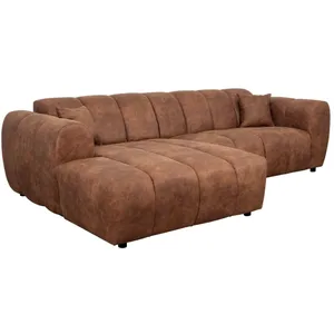 Lisa Design Curtis - canapé d'angle gauche 4 places en simili , Cognac pas cher