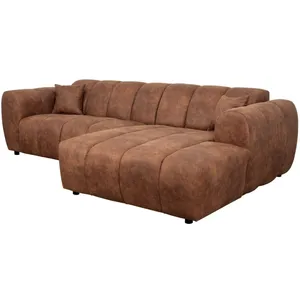 Lisa Design Curtis - canapé d'angle droit 4 places en simili , Cognac pas cher