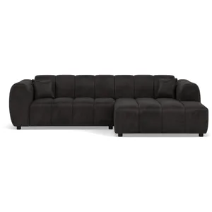 Lisa Design Curtis - canapé d'angle droit 4 places en simili , Noir pas cher