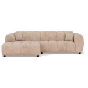 Lisa Design Curtis - canapé d'angle gauche 4 places en simili , Beige pas cher
