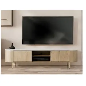 Comparateur de prix : Sansa - meuble tv 184 cm - 2 portes et 2 niches - plateau effet marbre