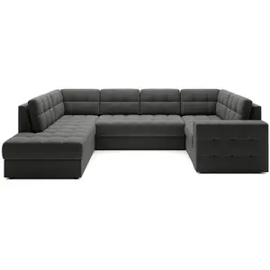 Comparateur de prix : Bestmobilier Canapé panoramique 7 places en Velours Gris