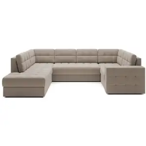 Comparateur de prix : Bestmobilier Canapé panoramique 7 places en Velours Beige