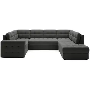 Comparateur de prix : Bestmobilier Canapé panoramique 7 places en Velours Gris