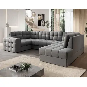 Comparateur de prix : Bestmobilier Nappa - Canapé panoramique d'angle gauche 7 places conver...