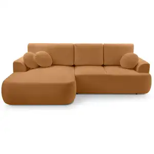 Bestmobilier Canapé d'angle gauche convertible 4 places en tissu bouclette pas cher