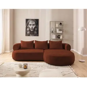Comparateur de prix : Angela - canapé d'angle droit 4 places en velours texturé