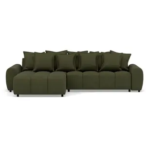 Adelaide - canapé d'angle réversible 4 places en tissu texturé - Vert pas cher