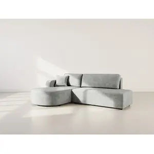 Canapé d'angle gauche convertible 4 places en velours texturé gris pas cher