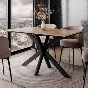 Best Mobilier Tom - table à manger - plateau effet bois - pieds en mét...