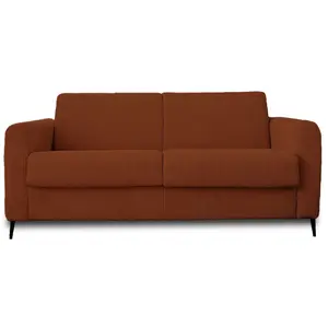 Comparateur de prix : Best Mobilier Canapé droit convertible 3 places en velours côtelé terracotta