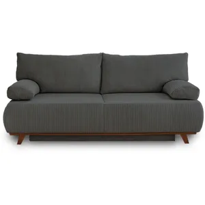 BESTMOBILIER Canapé droit convertible 3 places en velours côtelé gris foncé