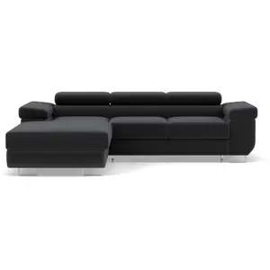 Pablo - canapé d'angle gauche - 6 places - convertible avec coffre et têtières réglables - en velours - Best Mobilier pas cher