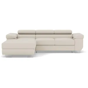 BESTMOBILIER Canapé d'angle gauche convertible 6 places en velours beige pas cher