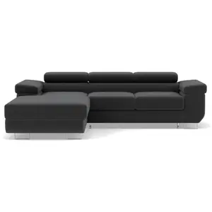 BESTMOBILIER Pablo - canapé d'angle gauche - 6 places - convertible avec coffre et têtières réglables - en velours pas cher