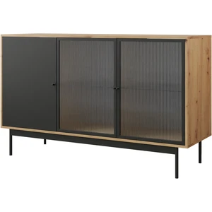 Comparateur de prix : Bestmobilier - Lamia - buffet bas - bois et noir - 148 cm - noir / bois