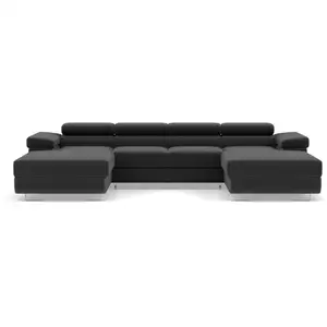 Pablo - canapé panoramique en U - 7 places - convertible avec coffres et têtières réglables - en velours - Best Mobilier