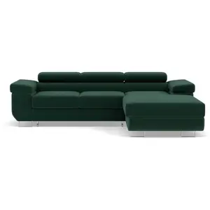 Pablo - canapé d'angle droit - 6 places - convertible avec coffre et têtières réglables - en velours - Best Mobilier pas cher
