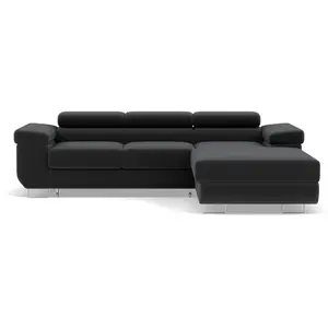 BESTMOBILIER Pablo - canapé d'angle droit - 6 places - convertible avec coffre et têtières réglables - en velours pas cher
