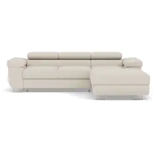 BESTMOBILIER Canapé d'angle droit convertible 6 places en velours beige pas cher