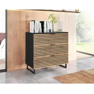 Comparateur de prix : Commode - BESTMOBILIER - Olympie - 3 tiroirs - Bois et noir