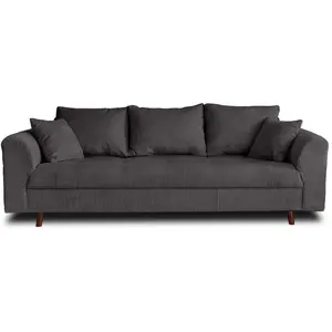Lisa Design - Rune - canapé 3 places - en velours côtelé - gris foncé pas cher