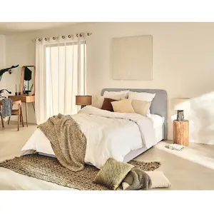 BESTMOBILIER Goyave - lit coffre - 160x200 - en tissu - sommier inclus - Gris