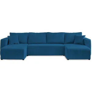BESTMOBILIER Topaze - Canapé panoramique 7 places velours pas cher