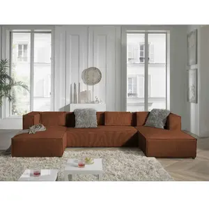 Comparateur de prix : LISA DESIGN Stella - canapé panoramique en U - 7 places - en velours côtelé TU