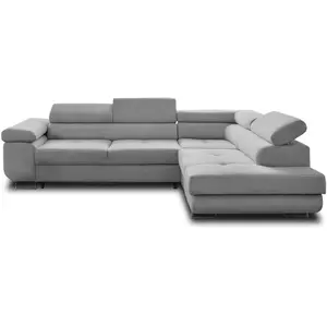 Comparateur de prix : BESTMOBILIER Canapé d'angle droit convertible 5 places en velours côtelé gris clair