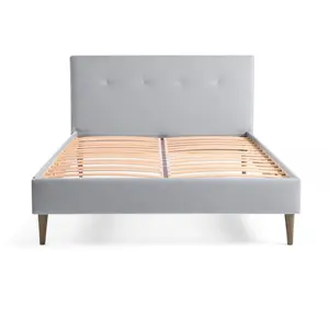 BESTMOBILIER Best Mobilier Monet - lit - 160x200 - sommier inclus - en tissu , Gris