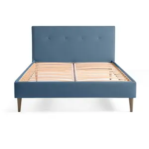 BESTMOBILIER Monet - lit - 160x200 - sommier inclus - en tissu - Bleu pas cher