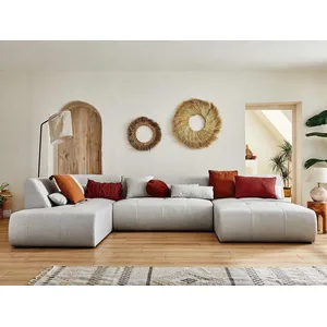 Comparateur de prix : LISA DESIGN Onyx - canapé panoramique d'angle gauche 7 places - en tissu - gris clair