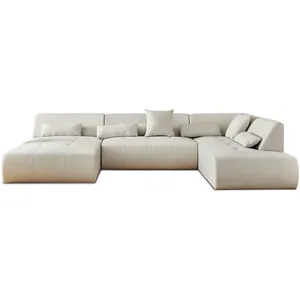 Comparateur de prix : LISA DESIGN Onyx - canapé panoramique d'angle droit 7 places - en tissu - beige