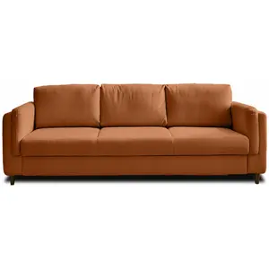 Lisa Design - Brooke - canapé 3 places - convertible - en velours - rouille pas cher