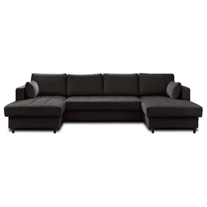 LISA DESIGN Anna - canapé panoramique en U - 7 places - convertible avec coffre - en velours TU